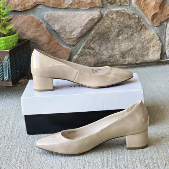 Alfani Women's Daleah Khaki Pointed Toe Classic Patent Pumps Size 8.5 Block Heel - Picture 11 of 15